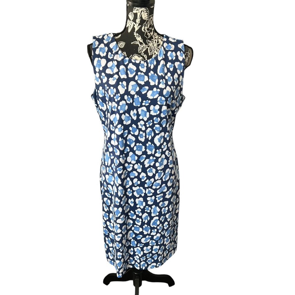 J Mclaughlin Sophia Catalina Cloth Sheath Dress Womens Large Blue Colorful